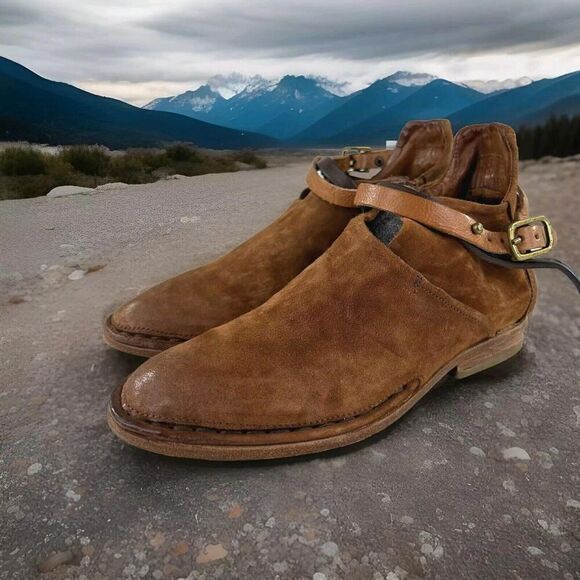 AS 98 Felix Flat Booties Women's US 7.5 A.S.98 Brown Suede Belted Boot - Picture 1 of 10